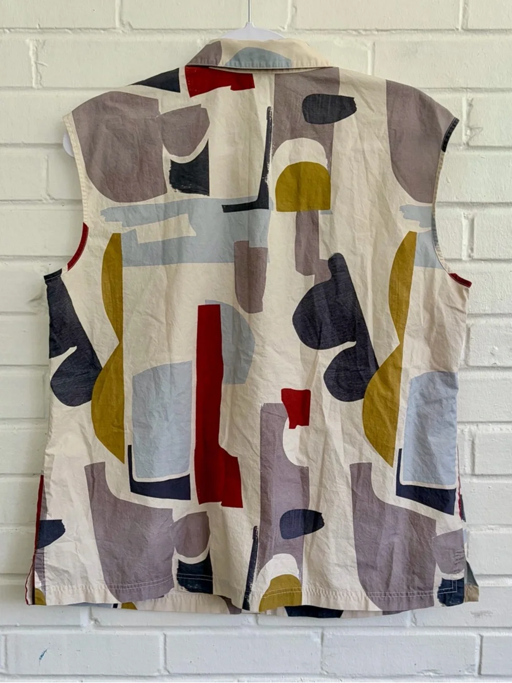 Lafayette 143 Abstract Geometric Print Sleeveless Button-Up Blouse, SZ 12 EUC - Picture 5 of 6